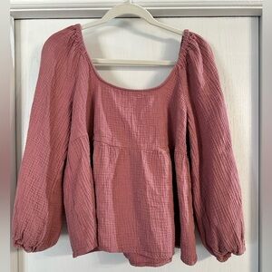 Universal Thread Pink Square Neck Peasant Blouse